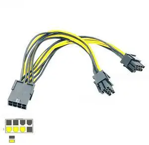 FOR PCI-Express PCIE 8 Pin to Dual 8 (6+2) Pin VGA Graphic Video Card Adapter Power Supply Cable 20cm for