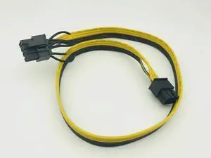 FOR 60CM PCI-E 6pin to PCI-E 8(2+6)pin 18AWG extention power cable