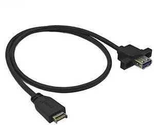 FOR 50CM 20Pin TYPE-E to USB 3.2 GEN2 10Gbps Female Front Panel Extension Cable USB3.2 TYPE-A Connector with Screw Mount for Desktop