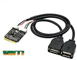 FOR M.2 Key A/E to 2 Port USB2.0 Riser Card GL850 Chip 30cm USB Extension Cable Laptop M2 WIFI Interface Key A+E to Dual USB Adapter