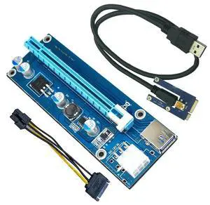 FOR Mini PCI-E to PCI Express Extender Riser Card PCIE 1x to 16x Slot USB3.0 Data Cable SATA to 6Pin Power Supply for