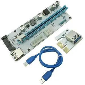 FOR 008S PC PCIe PCI-E PCI Express Riser Card 1x to 16x USB 3.0 Data Cable SATA to 4Pin IDE Molex Power Supply for Machine