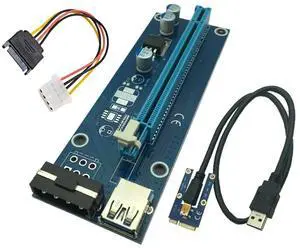FOR Mini PCIE Riser Card SATA to 4Pin IDE Molex Power Supply PCI-E PCI Express 1x to 16x USB 3.0 Cable for Machine
