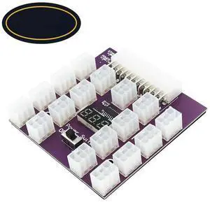 FOR 17 Port ATX 6Pin Power Supply Breakout Purple Board Adapter Connector for ETH Support Max 800W Power Supply