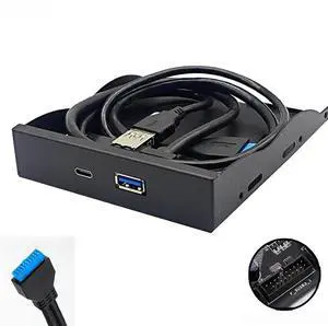 FOR USB 3.0 Front Panel for PC 1 Port USB3.0 + 1 Port USB3.1 Type-C HUB Adapter VL162 Chip USB3.2 Gen1 5Gb for 3.5" Floppy Drive Bay