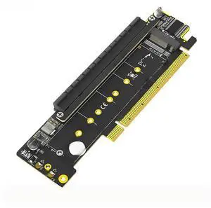 FOR PCI Express X16 to Dual M2 NVME M Key + PCIE X16(X8 Signal) Slot Riser Card Board Motherboard Support PCI-E Bifurcation Function