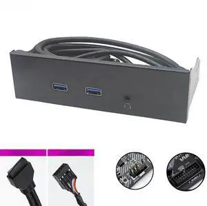 FOR USB Front Panel for PC 2Port USB3.0/USB3.2 GEN1 5Gbps + 1Port 3.5mm Headphone MIC Speaker Adapter Hub for 5.25" CD-ROM Drive Bay
