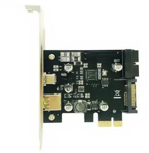 FOR PCI-Express PCI-e To USB 3.1 Type-C Riser Post Card PCIe to USB-C 2.4A Fast Charger+19PIN Front USB Expansion Adapter Card