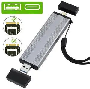 FOR M.2 SSD Case NVME Enclosure External M.2 NVME SSD Case Box USB3.1 Type-A + USB 3.2 Gen 2 Type C 10Gb NVME to USB Adapter + Strap