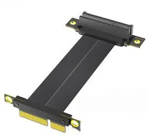 FOR 10CM PCI-E4.0 X4 Riser Cable Dual 90 Degree PCIe Gen4 4X to 4X Extension Cable PCI Express Riser Card Ribbon Extender 8Gb for PC