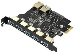FOR 5/7 Port USB 3.0 PCI Express Expansion Card Adapter PCIE X1 to USB3.2 Gen1 5Gb 19Pin Header SATA/4Pin Power NEC D720201 Chip