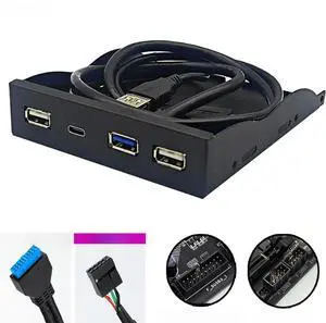 FOR USB Front Panel for PC 1 Port USB3.0 + 2 Port USB2.0 + 1 Port TYPE-C 5Gbps Hub Adapter Support Desktop 3.5 Inch Floppy Drive Bay