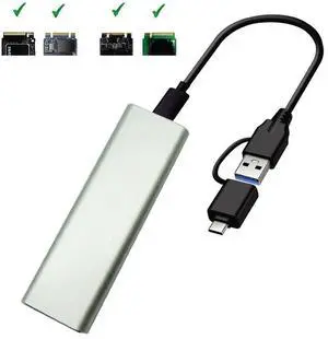 FOR M.2 NVME SSD to USB 3.1 Case, 10Gbps Dual Protocol M2 NVMe Box, PCIe NGFF SATA M2 NVMe Enclosure Adapter with OTG for M.2 SSD