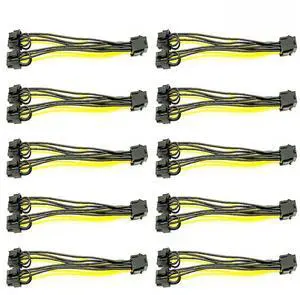 FOR 5PCS PCI-E 6-pin to Dual 6+2-pin (6-pin/8-pin) Power Splitter Cable Graphics Card PCIE PCI Express 6Pin to Dual 8Pin Power Cable