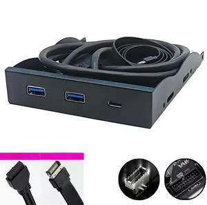 FOR USB Front Panel for PC 2 Port USB 3.2 GEN1 5Gbps + 1 Port TYPE-C 10Gbps/20Gbps Hub Adapter Support Desktop 3.5" Floppy Drive Bay