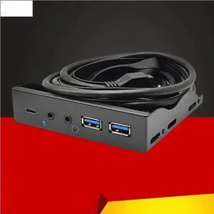 FOR USB Front Panel for PC USB3.2 Gen2 10Gbps Type C + 19Pin 2Port USB3.0 Hub + HD Audio 3.5mm Earphone MIC for 3.5" Floppy Disk Bay