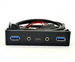 FOR USB HUB 5 Port USB 3.1 TYPE-C USB 3.0 Front Panel HD Audio 3.5mm Earphone Jack Mic Expansion Adapter for Desktop 3.5" Floppy Bay