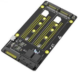 FOR M2 SSD Adapter Dual M.2 NVME M Key to Dual SFF-8643 Riser Board with SATA Type C Power Supply Support 2230 2242 2260 2280 M2 SSD