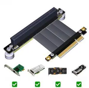 FOR PCI Express x8 to x16 Riser Card Male to Female Graphics Card Riser PCIE 3.0 PCI-E 16x Ribbon Extension Cable with Magnetic Base