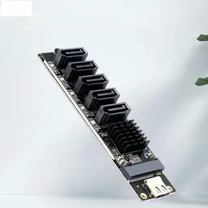 FOR Type C to 5 Port SATA 3.0 6Gbps Adapter Card JM575+JMS580 Chip SATA Expansion Card Riser USB C to SATA3.0 Converter for Computer