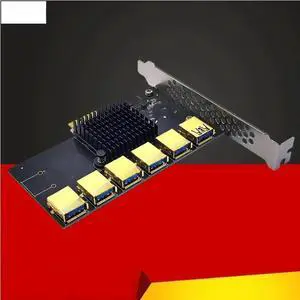 FOR PCI Express Multiplier PCIE 1 to 6 USB3.0 Riser Card for PCI Express X16 Riser Graphic Card ETH Add on Card