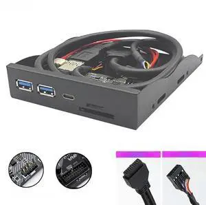 FOR USB Front Panel HUB 5Gbps 2 x USB3.0 + 1 x TYPE-C + TF/SD + HD AUDIO 3.5mm Earphone Jack Mic Adapter for Desktop 3.5" Floppy Bay