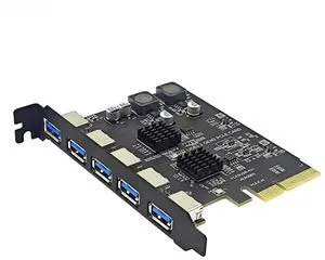 FOR PCIE USB Expansion Card 5 Ports USB3.1 PCI Express X4 Add On Cards PCI-E USB HUB Adapter USB3.2 Gen2 10Gbps for Desktop Computer