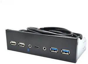 FOR USB 3.0 Front Panel for PC USB 3.1 Type C + 2x USB3.0 + 2x USB2.0 Hub + HD Audio 3.5mm + Earphone MIC for 5.25" CD-ROM Drive Bay