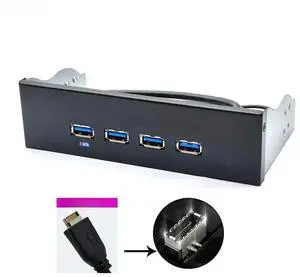 FOR 4 Port USB 3.2 Gen2 Front Panel 20Pin TYPE-E Splitter 10G USB3.1 Hub Expansion Adapter 60cm Extension Cable for 5.25" CD-ROM Bay