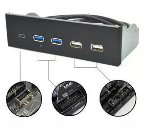 FOR 5.25 Inch USB 3.1 GEN2 Front Panel USB Hub 2 Ports USB 3.0 + 2 Ports USB2.0 + 1 Port TYPE-C with TYPE-E Connector for Desktop PC