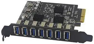 FOR PCIE USB Expansion Card 7 Port USB3.2 GEN2 10Gb PCI-E Add On Cards ASM3142 Chip PCI Express X4 to USB HUB Adapter for Desktop PC