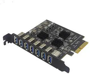 FOR 7 Port USB 3.2 GEN2 10Gb PCIE Expansion Card PCI-E PCI Express X4 to USB3.2 HUB Adapter ASM3142 Chip Add On Cards for Desktop PC
