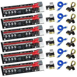 FOR 6PCS PCIE Riser for Video Card Graphic Card GPU 6 Pin Power PCI-E 16X Riser PCI Express X16 Adapter for