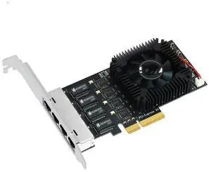 FOR 2.5Gb Ethernet PCIE 4 Port Network Card Adapter 2.5Gbps PCI Express X4 RTL8125B Chip RJ45 2500Mbps LAN Card with Cooling Fan