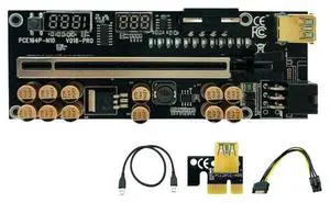 FOR 1-10PCS Riser 018 Pro PCIE Riser for Video Card Riser PCI Express X16 Extender USB3.0 Cable 6Pin 4Pin Power for