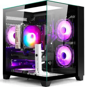 LXZ Gaming Desktop Computer PC,Powered by AMD Ryzen 5 5600(4.4 GHz Turbo),RX 6500XT 4GB Graphics,16GB DDR4 3200MHz,1TB NVMe SSD,Supports WiFi6,Seaview Case,Prebuilt Gaming PC Tower