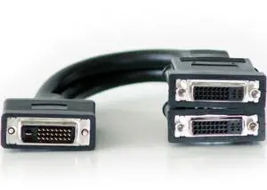 1x2 DVI Splitter Adapter Cable (1-DVI Male to 2-DVI Female) with 24K Gold-Plated Connectors for HD1080P TVs, Projectors, PCs, and Laptops