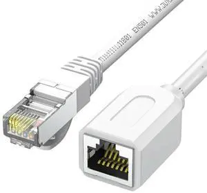 Cat6 Networking Extension Adapter Cable, Ethernet Extention Cable RJ45 Shielded Male to Female Connectors Data Transfer