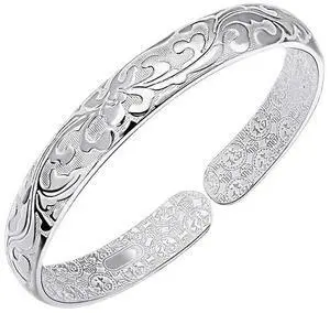 925 Sterling Silver Plated Floral Bracelet - Retro Elegant Design, Lightweight 10g, Perfect Gift for Women, Birthdays, Anniversaries & Special Occasions