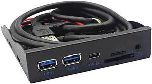 USB3.2 GEN1 5Gbps Type C & 2 x USB-A Hub 3.5 Front Panel USB 3.0 SD/Micro SD/TF 3.5" Internal Card Reader with 4-Pole 3.5mm HD-Audio for 3.5 inch Floppy Disk Bay