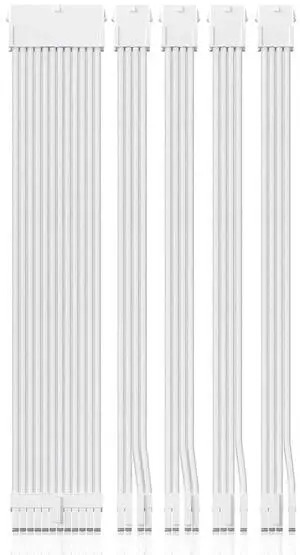 JAENFONG PSU Cable Extension Kit 30CM Length with Cable Combs 1x24Pin/2x8Pin(4+4) EPS/2x8Pin(6P+2P) PCI-E/PC Sleeved Cable for ATX Power Supply (White) JAENFONG PSU Cable Extension Kit 30CM Length with Cable Combs 1x24Pin/2x8Pin(4+4) EPS/2x8Pin(6P+2P) PCI-E/PC Sleeved Cable for ATX Power Supply (White)