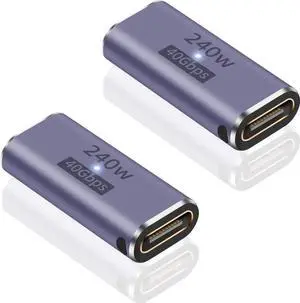 JAENFONG USB C Female to Female Adapter, USB C Coupler 240W Power Delivery, 40Gbps Type C Extender Adapter with 8K@60Hz Video Compatible for iPad, MacBook,Thunderbolt 4/3, (2Pack)