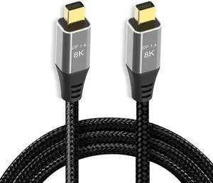 JAENFONG Mini DisplayPort 1.4 8K 60hz Cable Ultra-HD UHD 4K 144hz Mini DP to MiniDP Cable 7680*4320 for Video PC Laptop TV(2m)