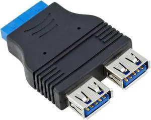 JAENFONG Dual Port USB 3.0 to Motherboard Mainboard Internal 20pin /19pin Header Adapter ,20-pins to 2 X USB A Female Connector