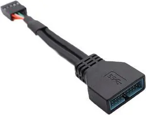 JAENFONG Motherboard USB 2.0 9Pin to USB 3.0 20pin Adapter Coverter Cable - USB 2.0 9pin Female to USB 3.0 20pin Male- Black