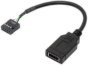 JAENFONG USB 2.0 9Pin Male to USB 3.1 Type E Key-A Female Front Panel Socket to 9Pin Mainboard Header Extension Cable 0.49FT