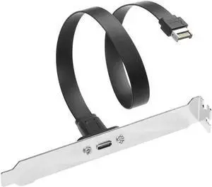 JAENFONG 20Gbps USB 3.2 Gen 2x2 USB-C Adapter Flat Cable, Internal USB 3.2 20-Pin Type-E A Key Motherboard Header to Type-C Female Extension Cable with Full-Profile PCIe Bracket Cover,1.64FT