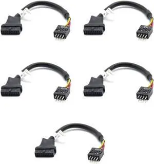 JAENFONG 5PCS USB 3.0 20 Pin Motherboard Header To Usb 2.0 9 Pin Adapter Converter Cable Male Female for Computer PC Adapter Cord