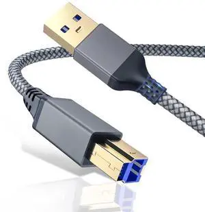 JAENFONG USB 30 Cable A Male to B Male 2Pack 6ft long USB 3 Cable braided USB 30 A to B Cable Cord White