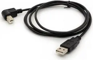 JAENFONG 1.5M USB to Printer Adapter Cables 90 Degree USB 2.0 A Male to B Right Angle Plug Converter Lead 480Mbps High Speed Wireless Wired Adaptor Scanner Extension Cord (Right)